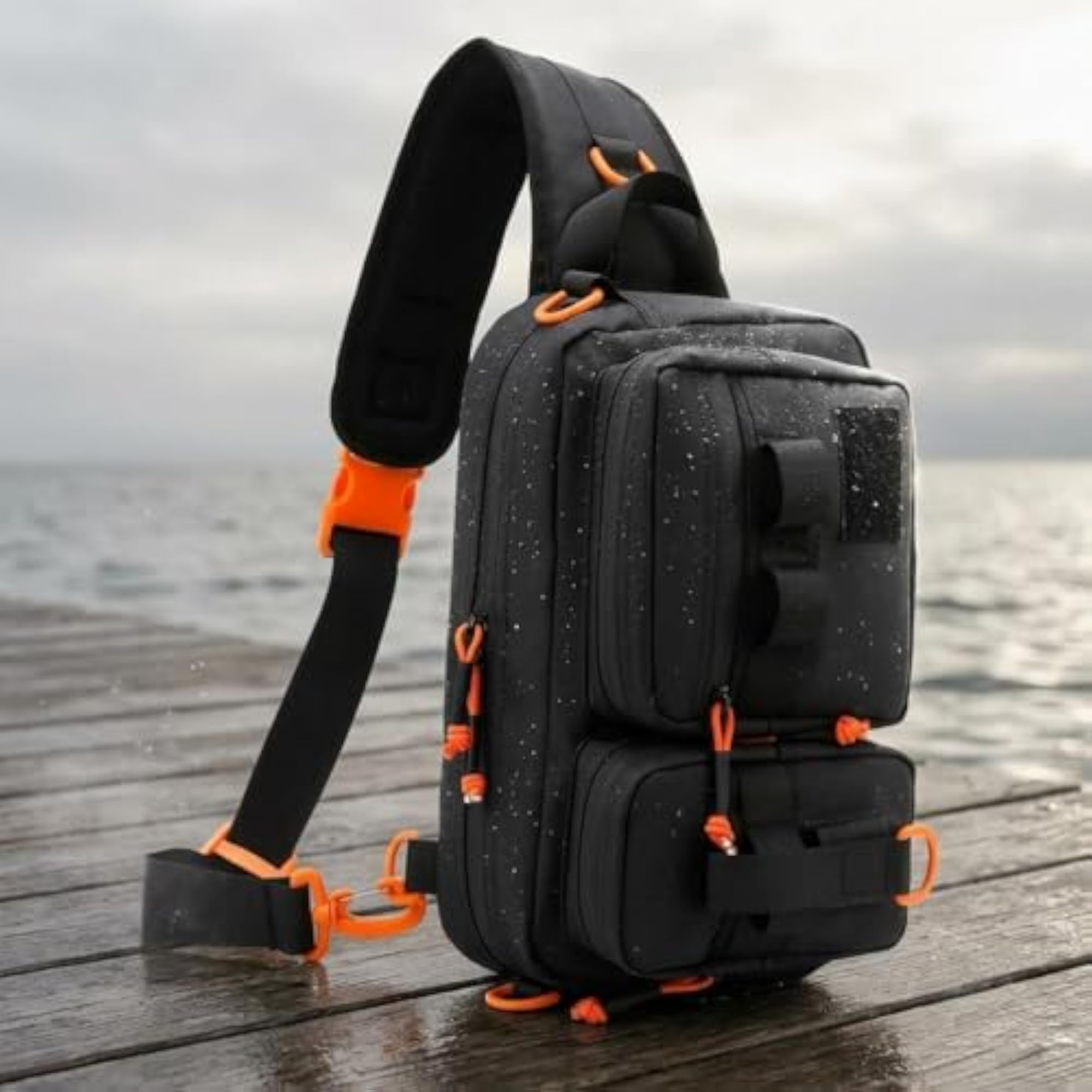 Padded Mesh Back Rectangular Fishing Bag with Pockets